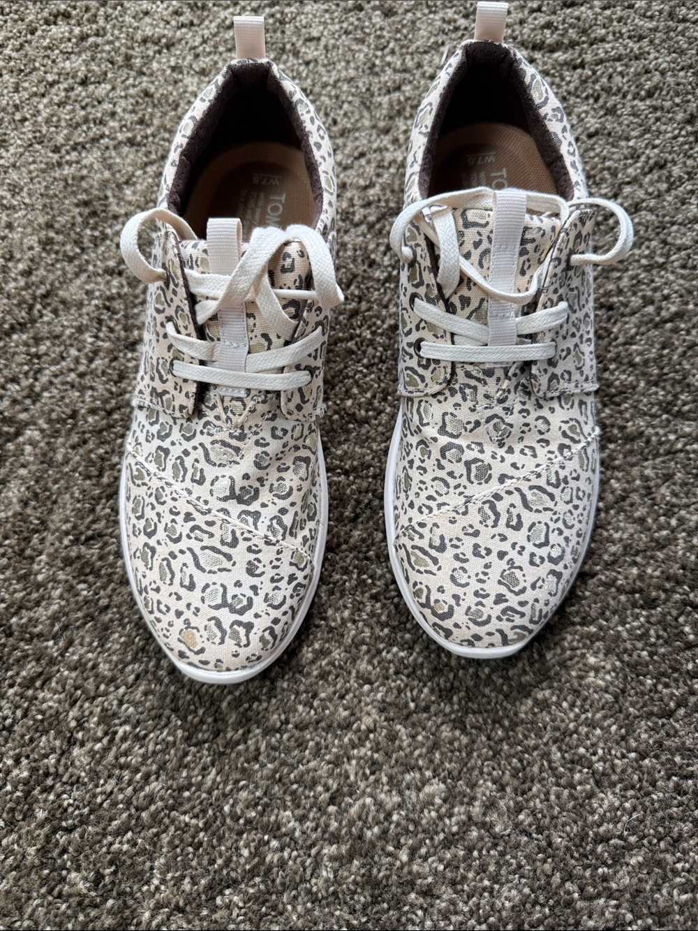 Toms Leopard Print Lace-Up Sneakers - Cream & Black